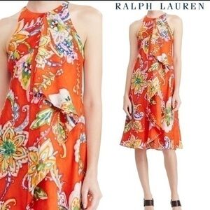 Lauren Ralph Lauren Sleeveless printed floral paisley ruffle dress size 6